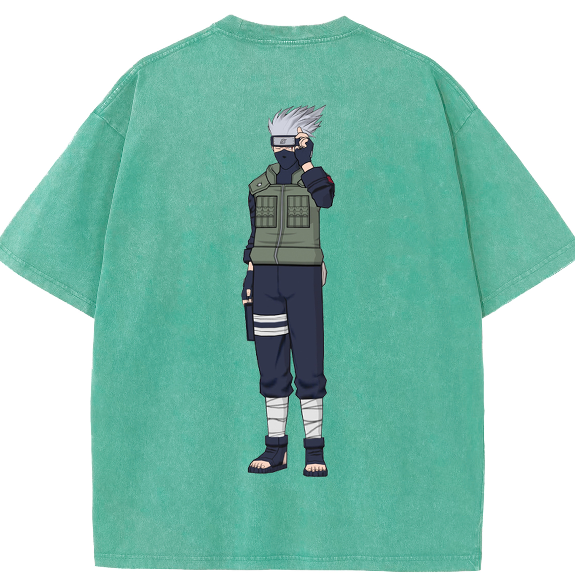 （画像用） NARUTO -ナルト- はたけ カカシ Hatake Kakashi 綿100% ヴィンテージ風 半袖Tシャツ（背面プリント）